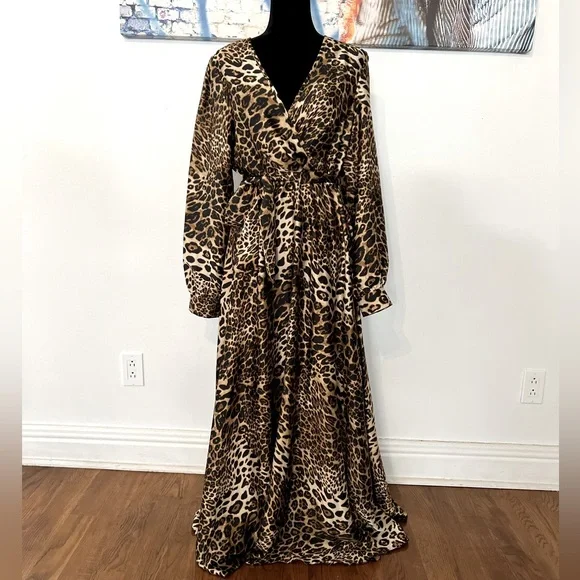 Leopard Print Wrap Maxi Dress | Color: Brown | Size: S | Helsie_31'S Closet Leopard Print Wrap Maxi Dress | Color: Brown | Size: S | Helsie_31'S Closet